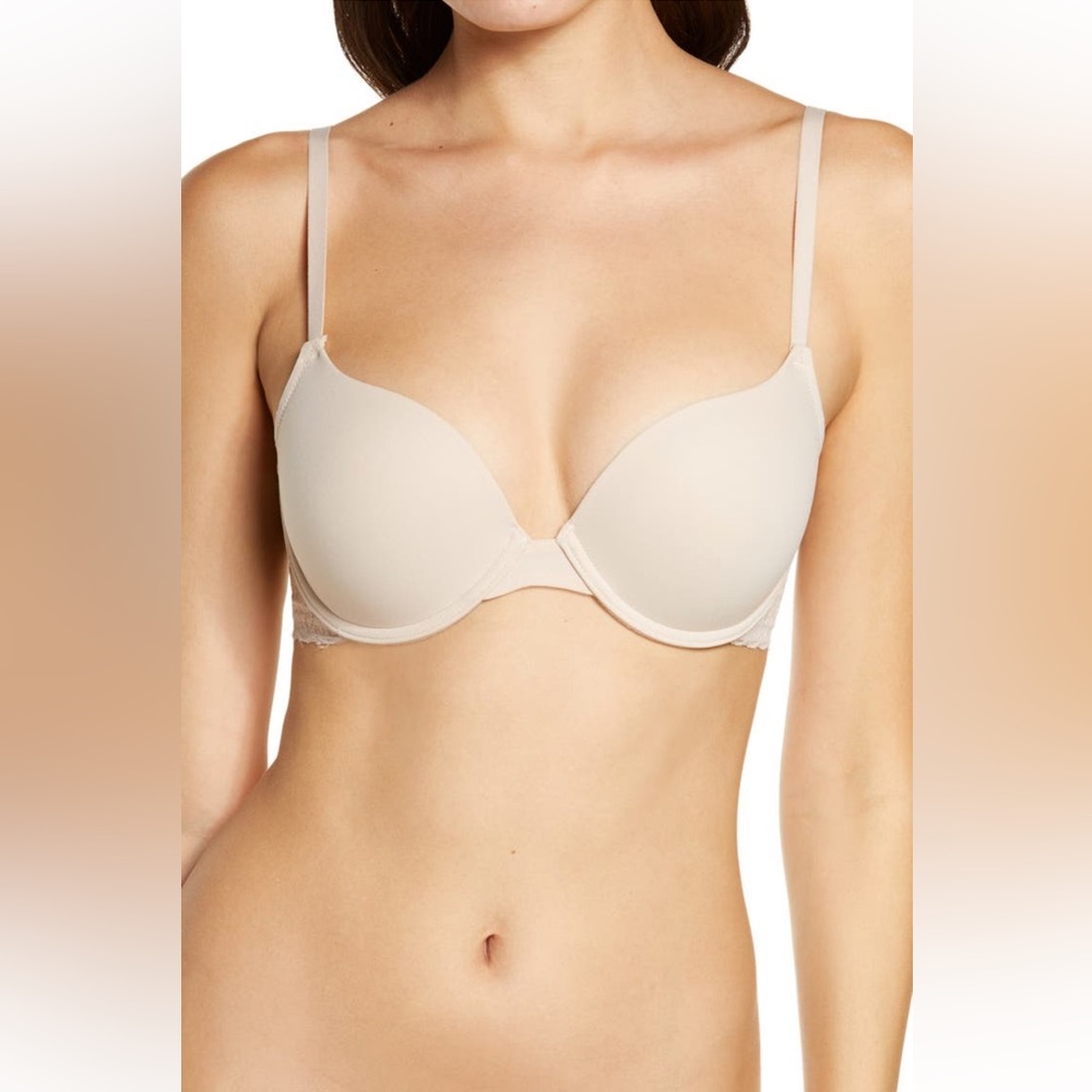 Natori Sheer Glamour Push-up Underwire Bra, Nude, 34D